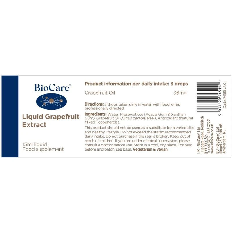 BioCare Liquid Grapefruit Extract 15ml - Image 2