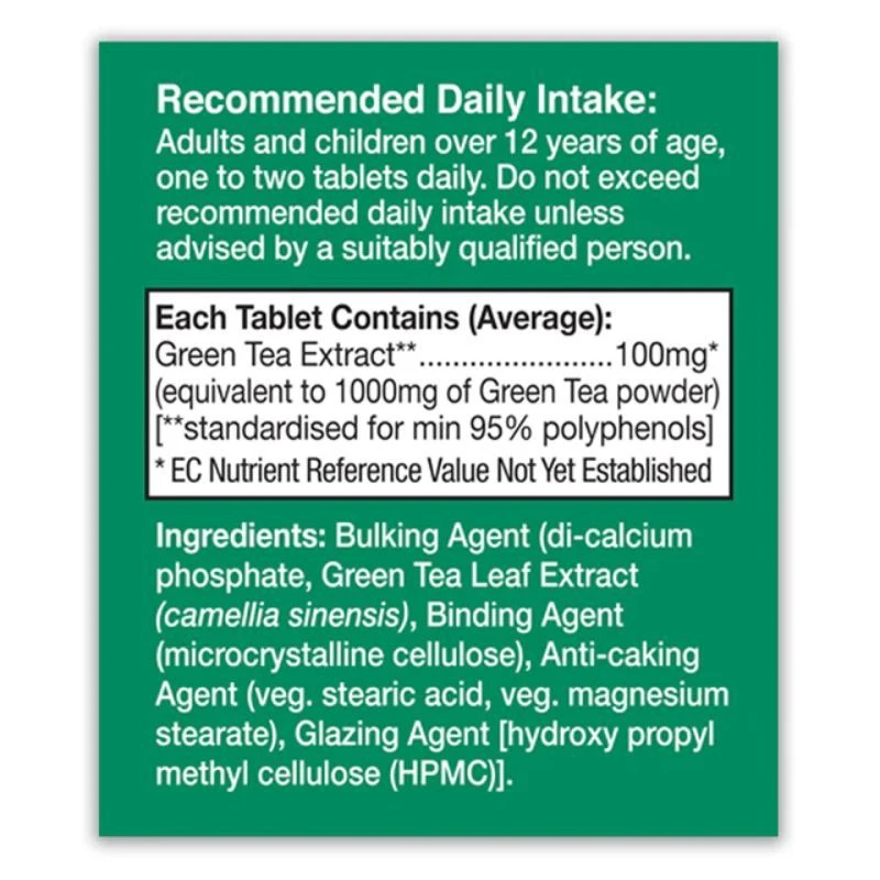 HealthAid Green Tea Extract 1000mg Tablets 60 - Image 2