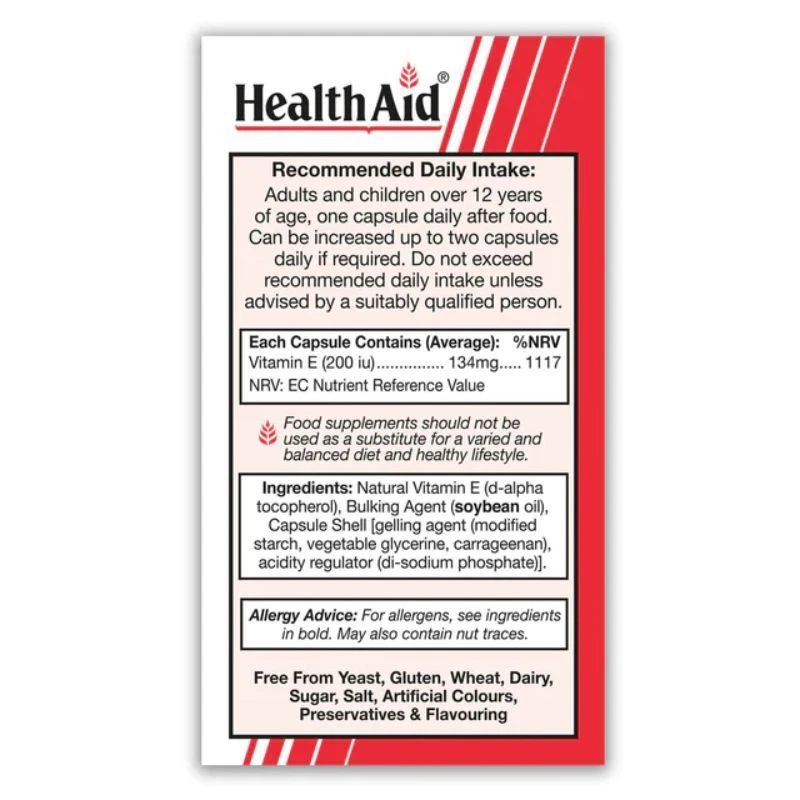 HealthAid Vitamin E 200iu Natural Vegicaps 100