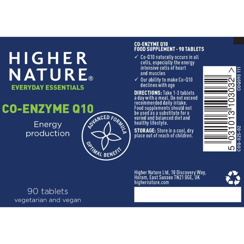 Higher Nature Co-Enzyme Q1030mg Vegetable Tablets 90 - Image 3