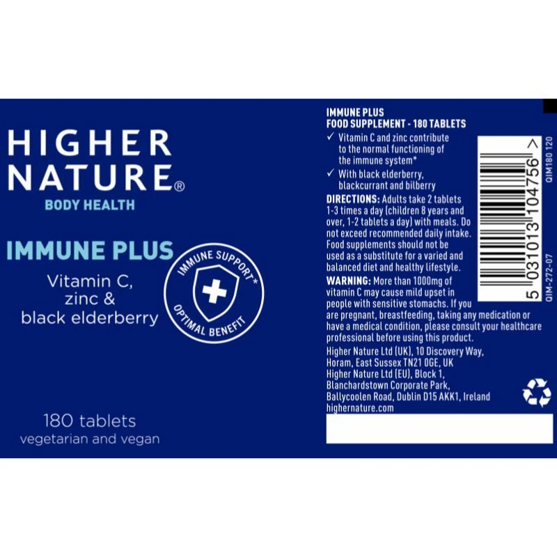 Higher Nature Immune+ Vegetable Tablets 180 - Image 3