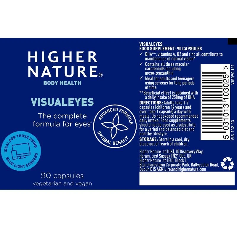 Higher Nature Visual Eyes Vegetable Capsules 90 - Image 3