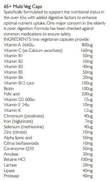 Viridian 65+ Multivitamin Capsules 60