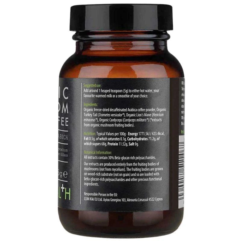KIKI Health Mushroom Extract Decaffeinated Coffee Powder 75g - Image 2