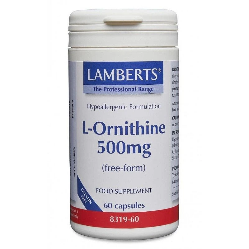 Lamberts L-Ornithine 500mg Caps 60 - Image 2