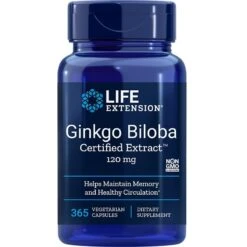 Life Extension Ginkgo Biloba Certified Extract 120mg Vegicaps 365