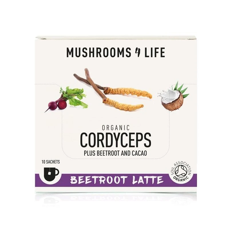 Mushrooms4Life Organic Cordyceps Beetroot Latte Sachets 10