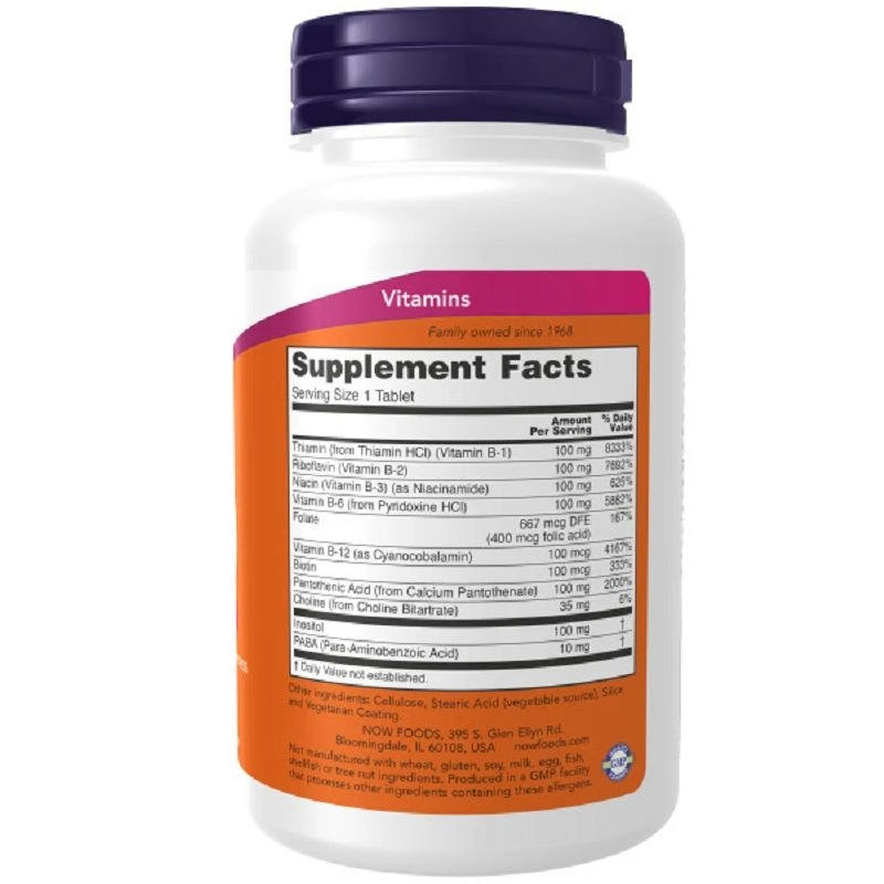 NOW Foods Vitamin B-100 Sustained Release Tablets 100 - Image 2