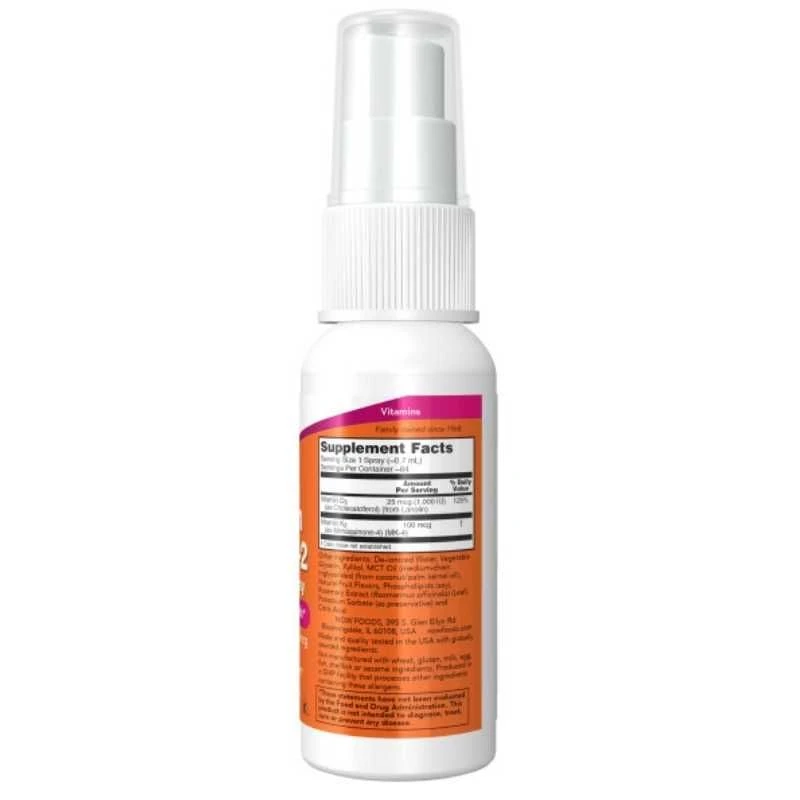NOW Foods Vitamin D-3 & K-2 Liposomal Spray 59ml - Image 2