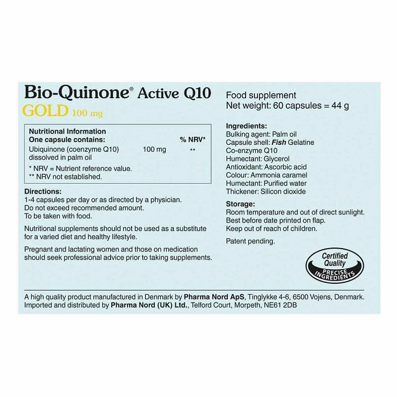 Pharma Nord Pharmanord Bio-Quinone Active Q10 GOLD 100mg Caps 60 - Image 2