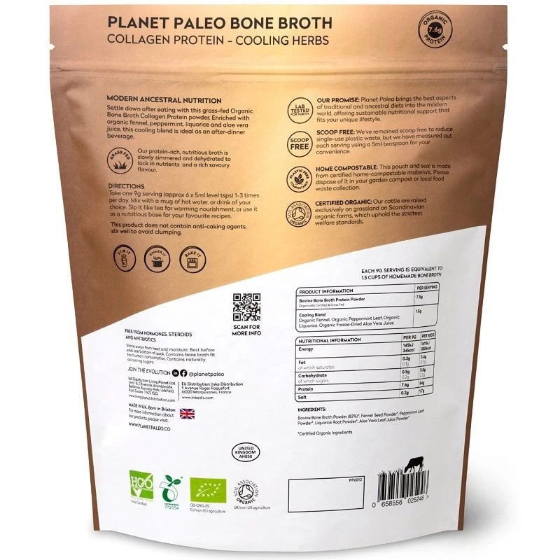 Planet Paleo Organic Bone Broth Collagen Protein Cooling Herbs 450g - Image 2