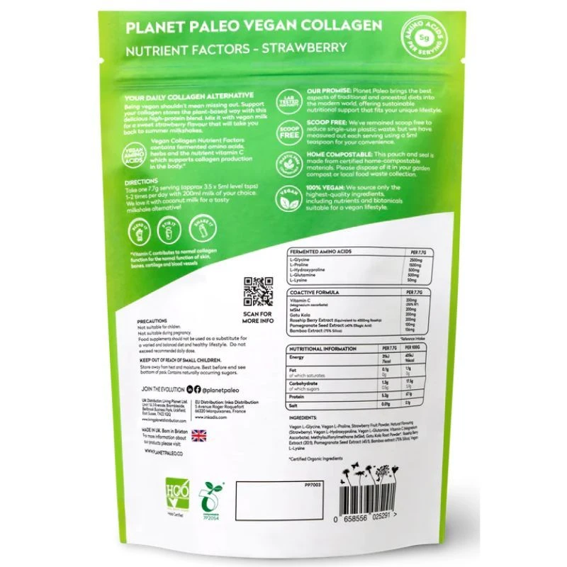 Planet Paleo Vegan Collagen Factors Strawberry 231g - Image 2