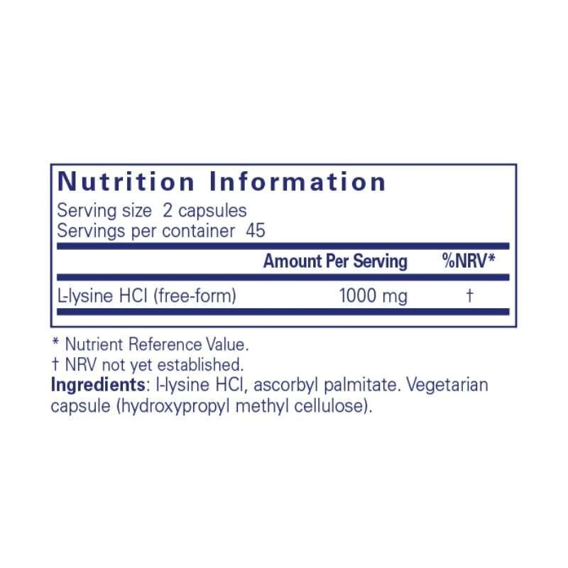 Pure Encapsulations L-Lysine Capsules 90 - Image 2