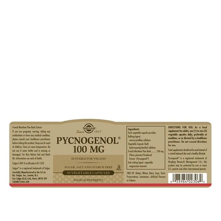 Solgar Pycnogenol 100mg Vegicaps 30 - Image 2