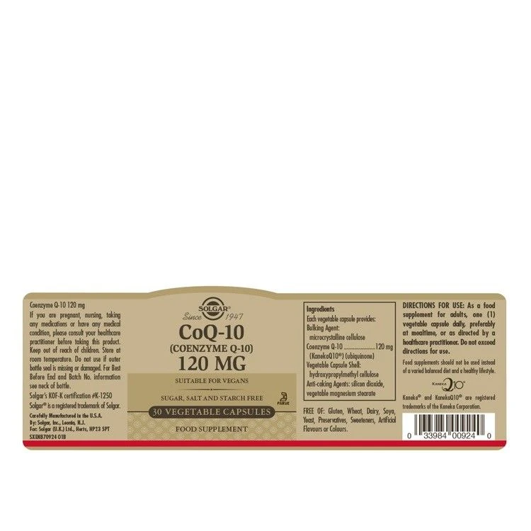 Solgar CoQ-10 120mg Vegicaps 30 - Image 2