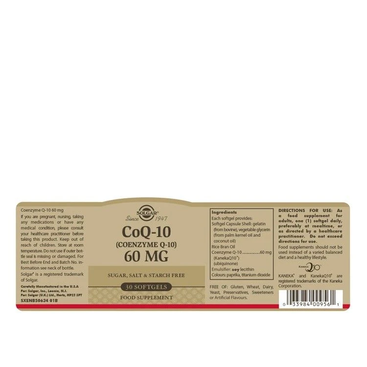 Solgar CoQ-10 60mg Softgels 30 - Image 2
