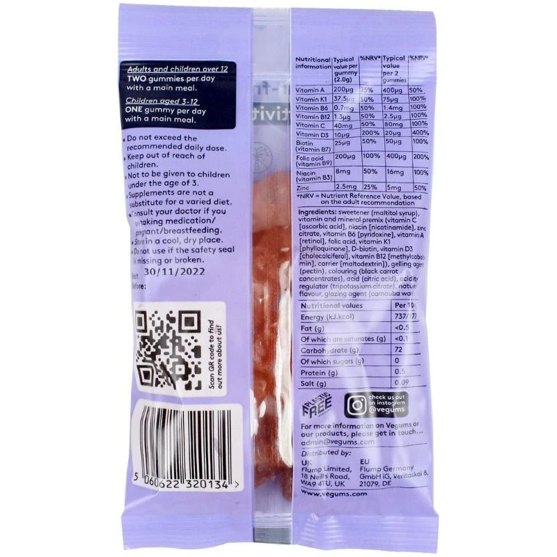 Vegums Sugar-Free A-Z Multivitamin Gummies 60 - Image 3