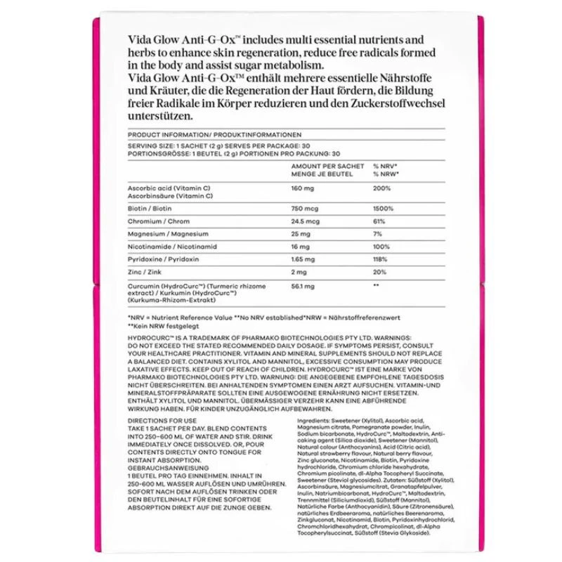 Vida Glow Anti-G-Ox Berry Flavour 30 X 2g - Image 2