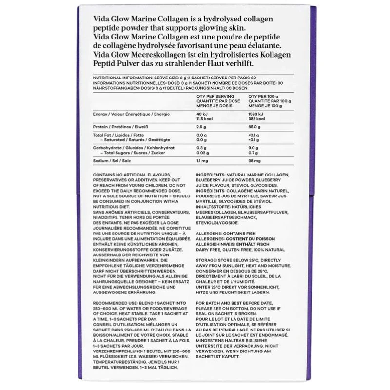 Vida Glow Natural Marine Collagen Blueberry 30 X 3g - Image 2
